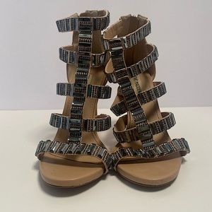 Steve Madden Nude Rhinestone Studded 4” Heels